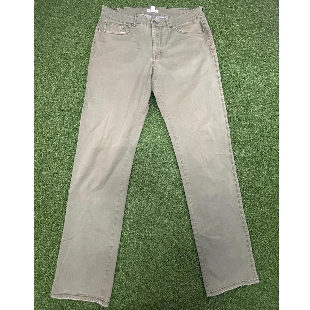 Peter Millar Mens 35 Olive Green Five Pocket Straight Leg Pants Casual Trousers